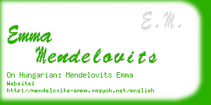 emma mendelovits business card